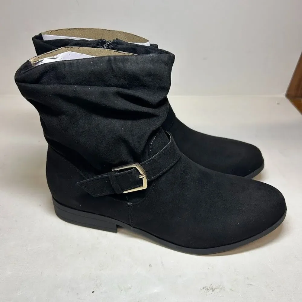 Karen Scott Womens 6.5 M Black Clarett Buckle Slouch Mid Calf Booties NIB QI6